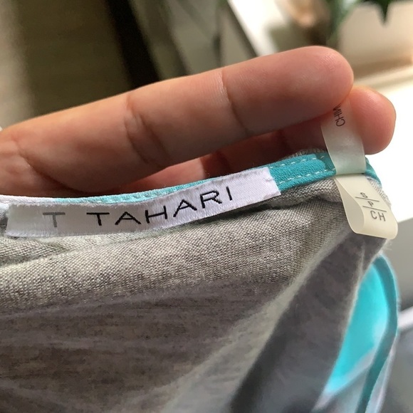 T Tahari Long Sleeve Blouse Skyblue Print Fall Blouse - Picture 3 of 5